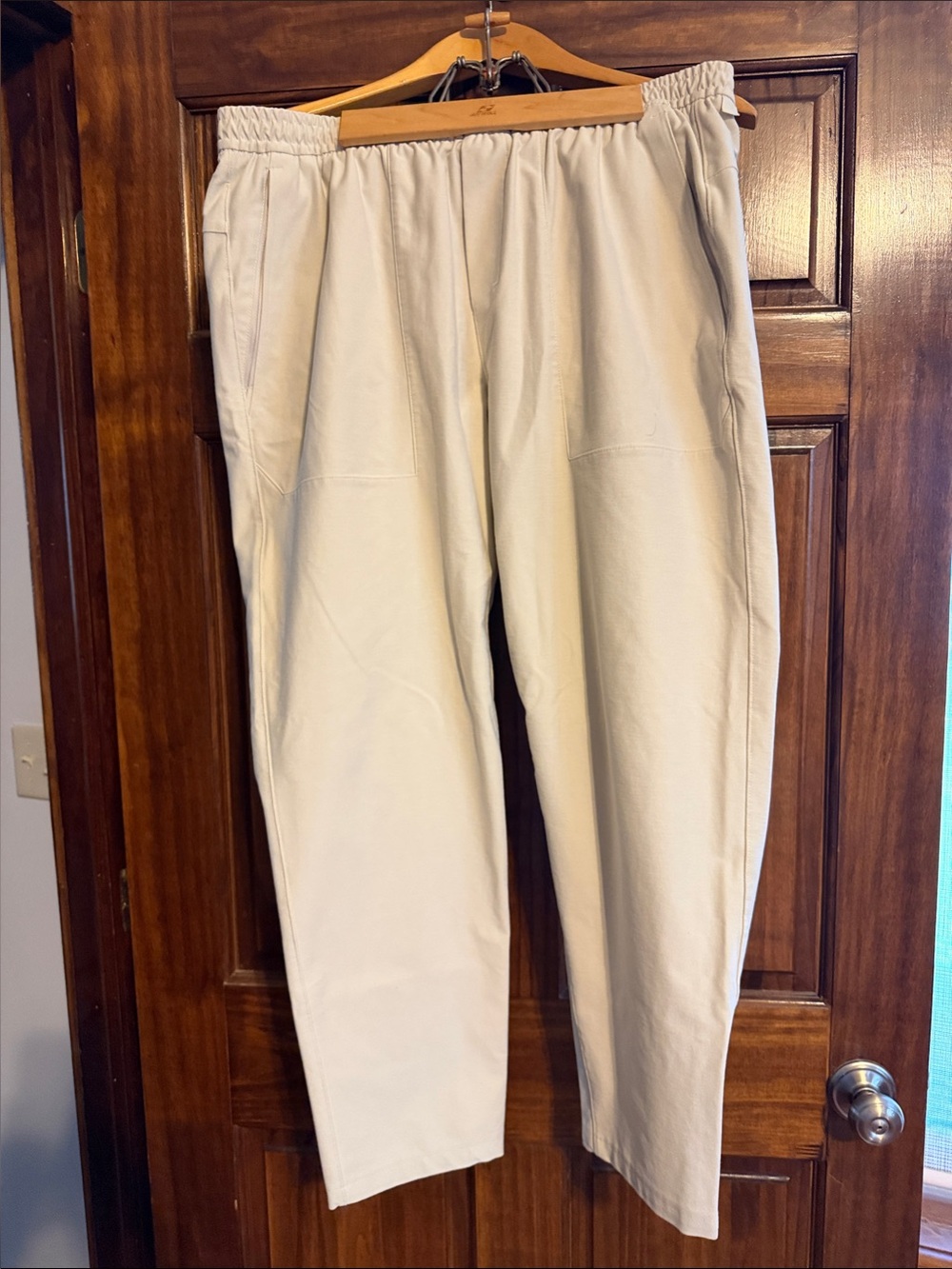 Lululemon Men's Cream Elastic-Waist Chinos